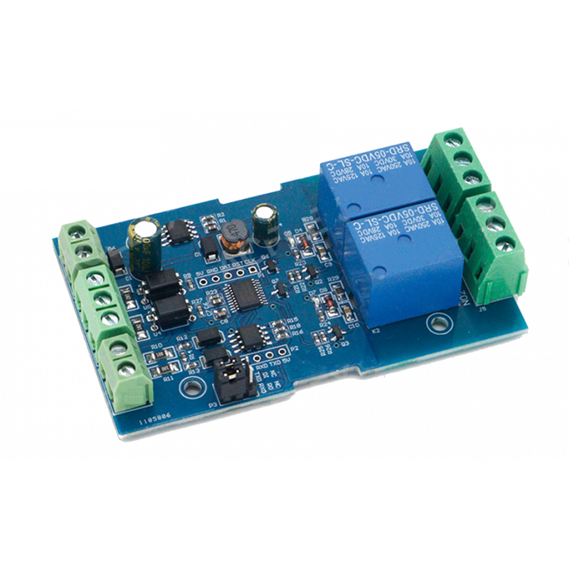 Modbus-RTU  RS485 Modulo relé de 2 canales, 7-24V