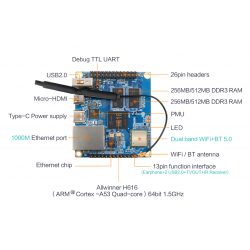 Orange Pi Zero2 Allwinner H616 64-bit Quad-core Cortex-A53 CPU